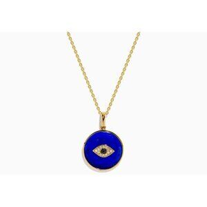 Effy New 14K Yellow Gold Lapis and Diamond Evil Eye Disc Pendant